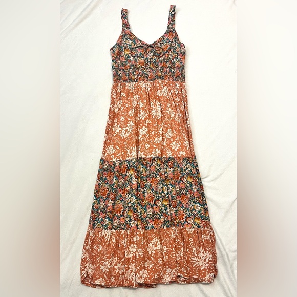 Maurices Dresses & Skirts - Maurices Bare Floral Patchwork Multicolor Coral Midi Dress Women’s XS
